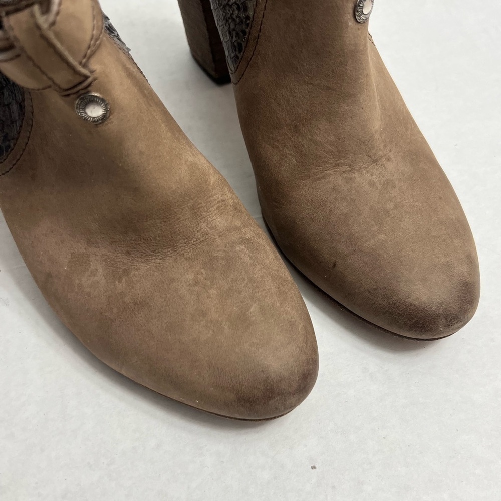Trask Split Shaft Snakeskin Accent Ankle Boot with Buckle Details - Picture 3 of 10